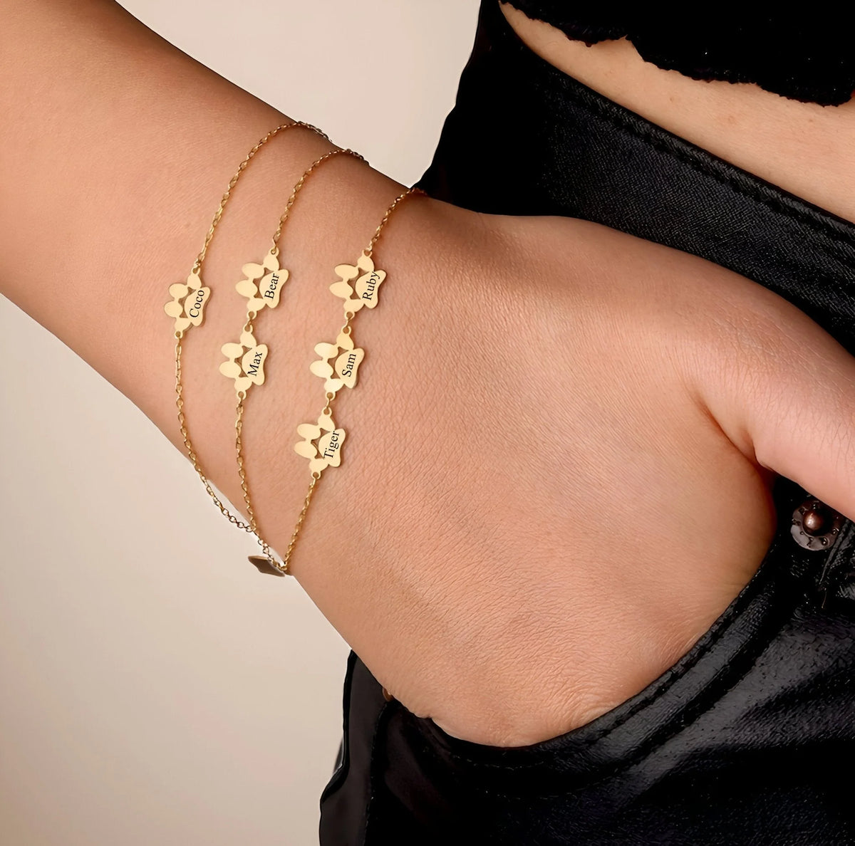 Personlig armbånd med pote i rustfritt stål, unisex, modell Tinou — bilde 8