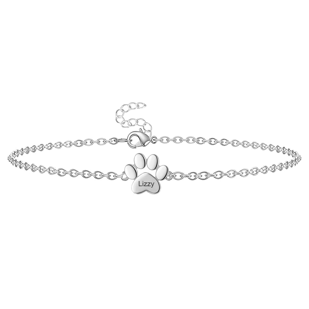 Personlig armbånd med pote i rustfritt stål, unisex, modell Tinou — Sølv, bilde 10